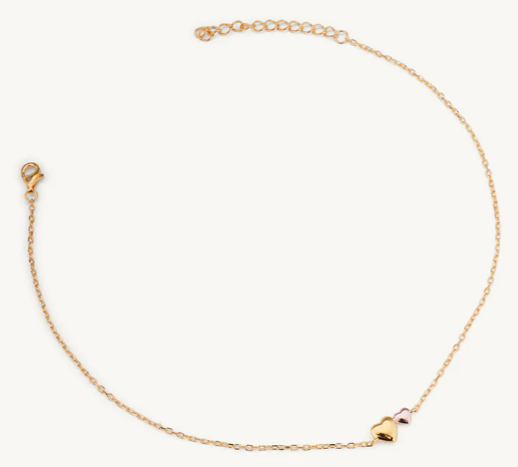 Two Hearts Anklet | 18K Gold Vermeil Plated