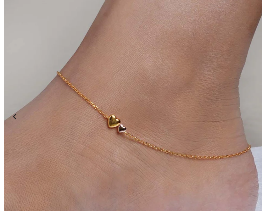 Two Hearts Anklet | 18K Gold Vermeil Plated